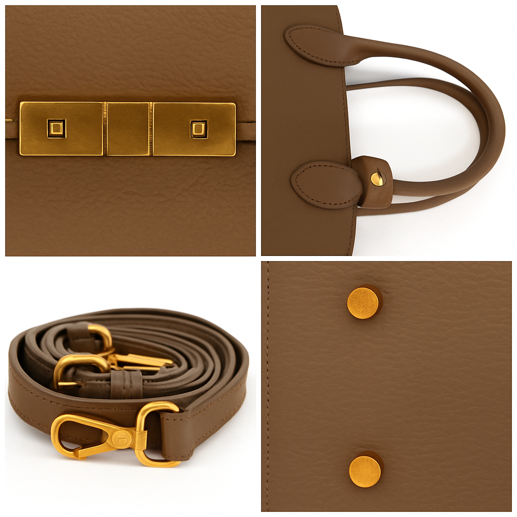 The Charlotte Handbag - Retro Timeless Genuine Leather, with Shoulder Strap