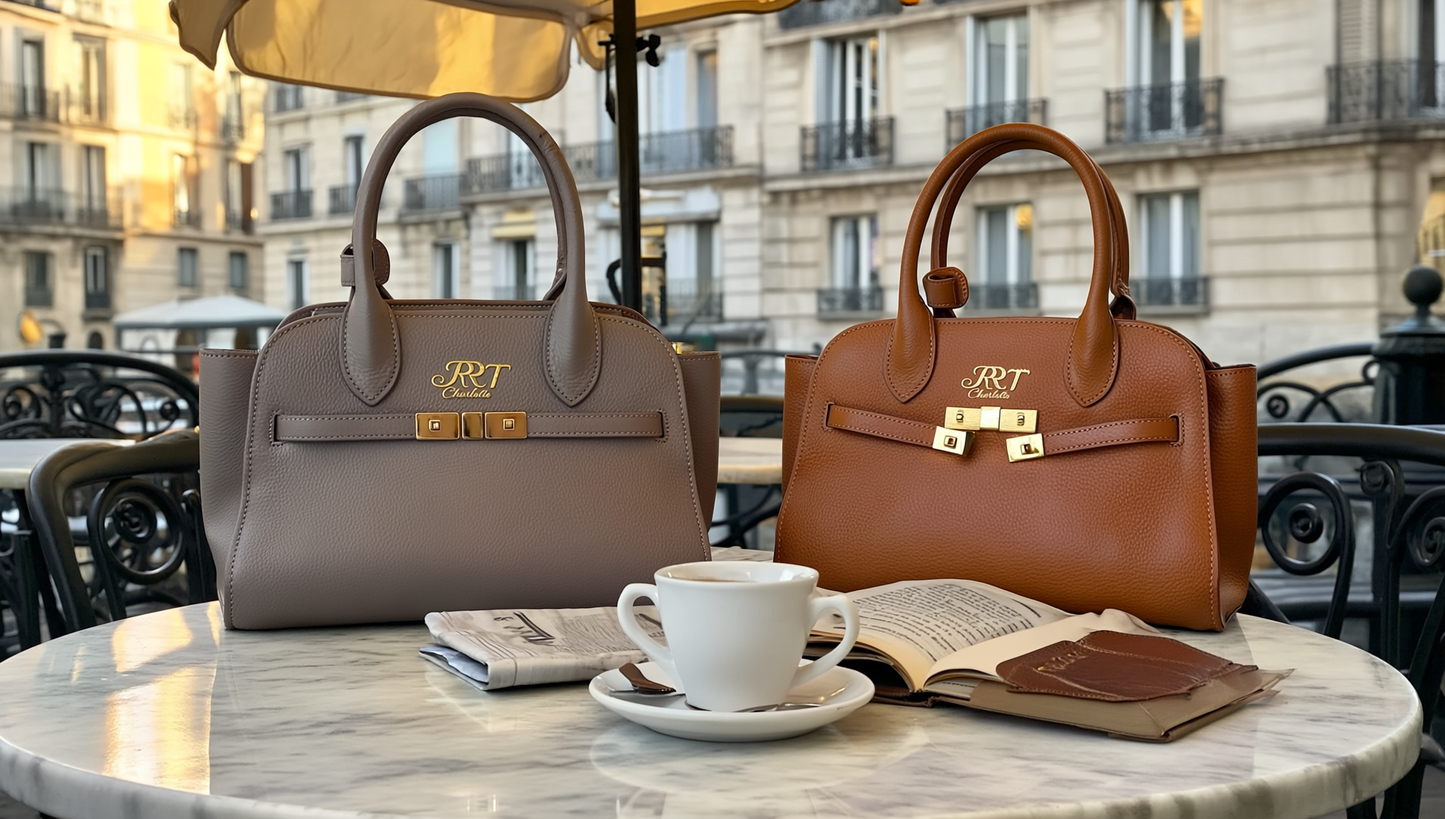 The Charlotte Handbag - Retro Timeless Genuine Leather, with Shoulder Strap